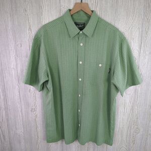Woolrich Green Modal Blend Short Sleeve Casual Button Up Mens XL